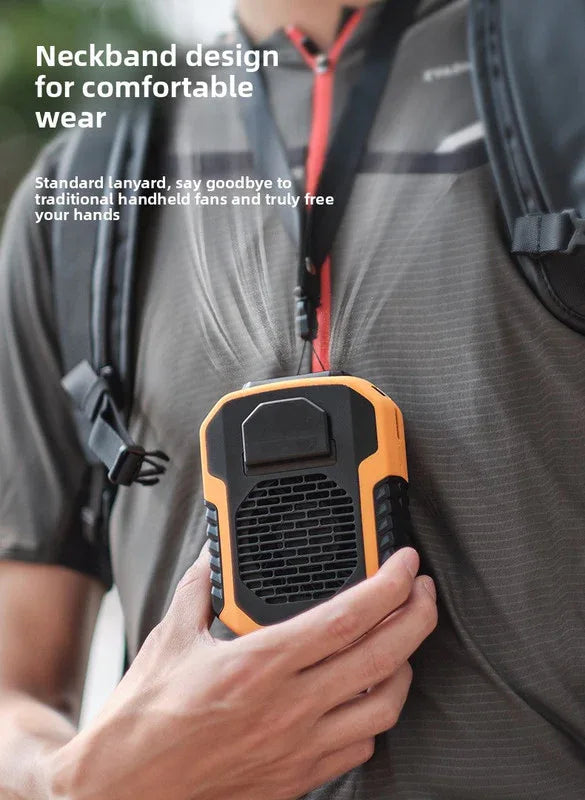 Portable Waist Clip Fan 6000mAh Rechargeable Personal Air Conditioner with Power Bank Function Heavy Duty Wearable Belt Fan for Tradies Camping and Outdoor Work Orange - Mekamart Australia