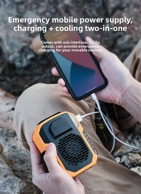 Portable Waist Clip Fan 6000mAh Rechargeable Personal Air Conditioner with Power Bank Function Heavy Duty Wearable Belt Fan for Tradies Camping and Outdoor Work Black - Mekamart Australia