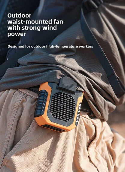 Portable Waist Clip Fan 6000mAh Rechargeable Personal Air Conditioner with Power Bank Function Heavy Duty Wearable Belt Fan for Tradies Camping and Outdoor Work Black - Mekamart Australia