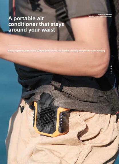 Portable Waist Clip Fan 6000mAh Rechargeable Personal Air Conditioner with Power Bank Function Heavy Duty Wearable Belt Fan for Tradies Camping and Outdoor Work Black - Mekamart Australia