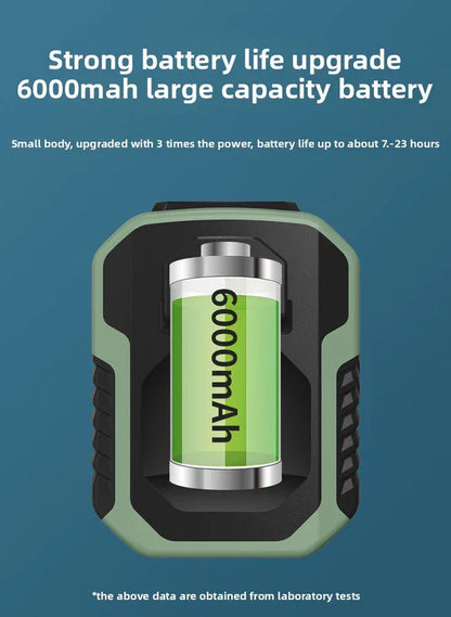 Portable Waist Clip Fan 6000mAh Rechargeable Personal Air Conditioner with Power Bank Function Heavy Duty Wearable Belt Fan for Tradies Camping and Outdoor Work Green - Mekamart Australia