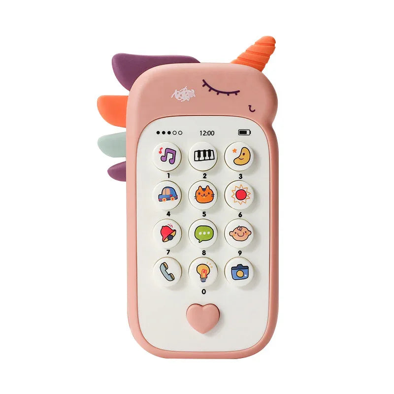 Unicorn Baby Toy Phone Music & Light Learning Mobile Teether for Toddlers Interactive English Educational Gift Pink - Mekamart Australia