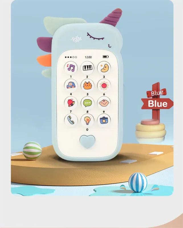 Unicorn Baby Toy Phone Music & Light Learning Mobile Teether for Toddlers Interactive English Educational Gift Pink - Mekamart Australia