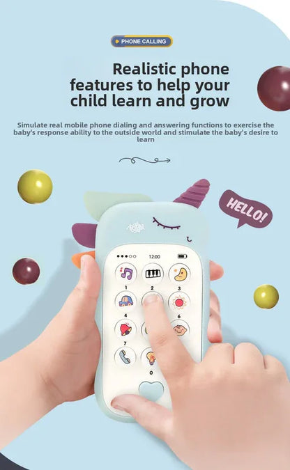 Unicorn Baby Toy Phone Music & Light Learning Mobile Teether for Toddlers Interactive English Educational Gift Pink - Mekamart Australia