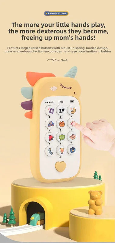Unicorn Baby Toy Phone Music & Light Learning Mobile Teether for Toddlers Interactive English Educational Gift Pink - Mekamart Australia