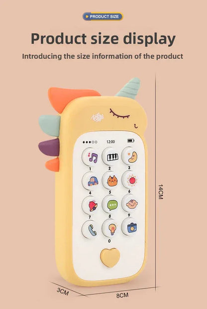 Unicorn Baby Toy Phone Music & Light Learning Mobile Teether for Toddlers Interactive English Educational Gift Pink - Mekamart Australia