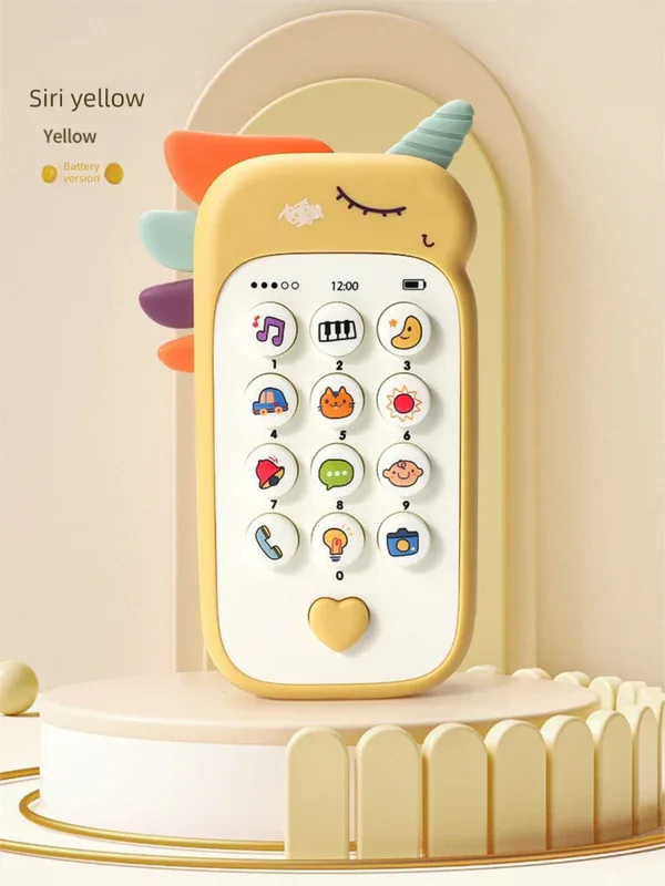 Unicorn Baby Toy Phone Music & Light Learning Mobile Teether for Toddlers Interactive English Educational Gift Yellow - Mekamart Australia
