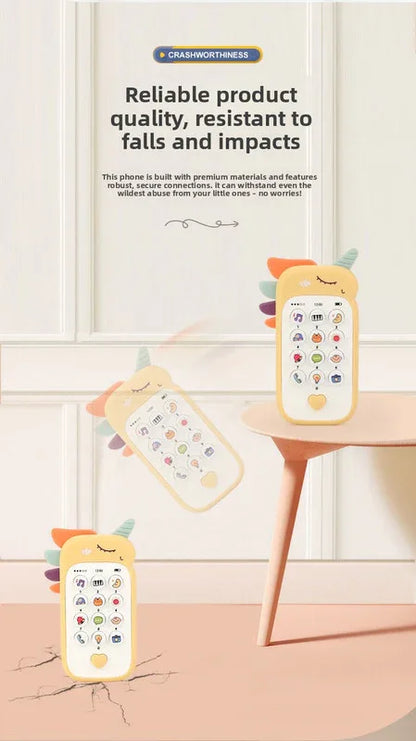 Unicorn Baby Toy Phone Music & Light Learning Mobile Teether for Toddlers Interactive English Educational Gift Yellow - Mekamart Australia