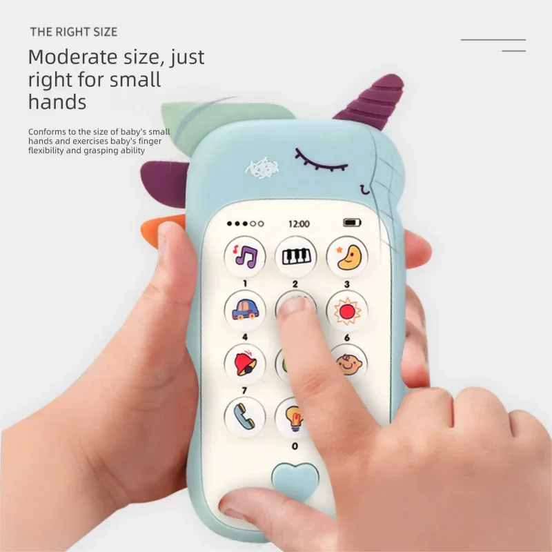 Unicorn Baby Toy Phone Music & Light Learning Mobile Teether for Toddlers Interactive English Educational Gift Blue - Mekamart Australia