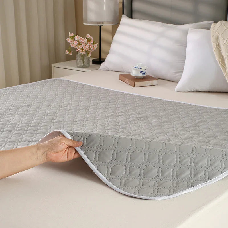 Washable Incontinence Bed Pad 150x200cm Reusable Waterproof Mattress Protector with Non-Slip Backing 4-Layer Absorbent Underpad for Elderly and Adults Smoky gray - Mekamart Australia