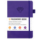 Deep purple Password Log Book with Alphabetical Tabs Internet Address Organizer Small PU Leather Notebook with Owl Design Pen Holder and Inner Pocket Ideal for Home and Office