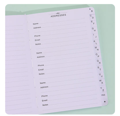 Black Address Book with Alphabetical Tabs B6 Hardcover Telephone & Contact Organizer with Pen Holder & Elastic Band for Home Office