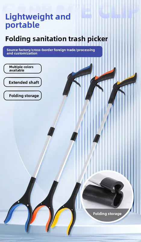 Green and Black Handle Foldable Grabber Reacher Tool - 83cm Aluminium Litter Picker with Magnetic Tip - Lightweight Mobility Aid for Garden & Home Rubbish Cleanup - Mekamart Australia