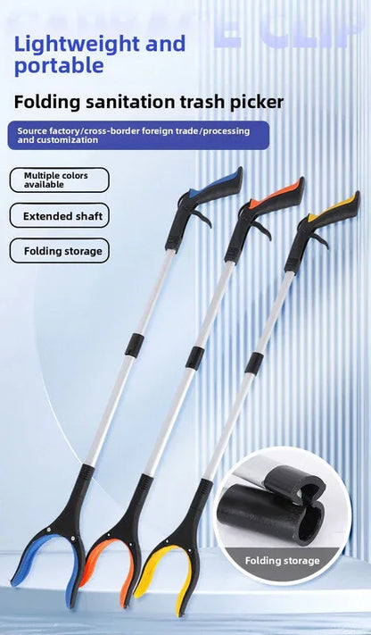 Green and Black Handle Foldable Grabber Reacher Tool - 83cm Aluminium Litter Picker with Magnetic Tip - Lightweight Mobility Aid for Garden & Home Rubbish Cleanup - Mekamart Australia
