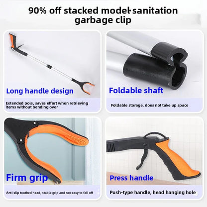 Green and Black Handle Foldable Grabber Reacher Tool - 83cm Aluminium Litter Picker with Magnetic Tip - Lightweight Mobility Aid for Garden & Home Rubbish Cleanup - Mekamart Australia