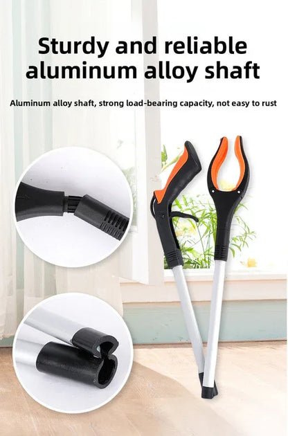 Green and Black Handle Foldable Grabber Reacher Tool - 83cm Aluminium Litter Picker with Magnetic Tip - Lightweight Mobility Aid for Garden & Home Rubbish Cleanup - Mekamart Australia