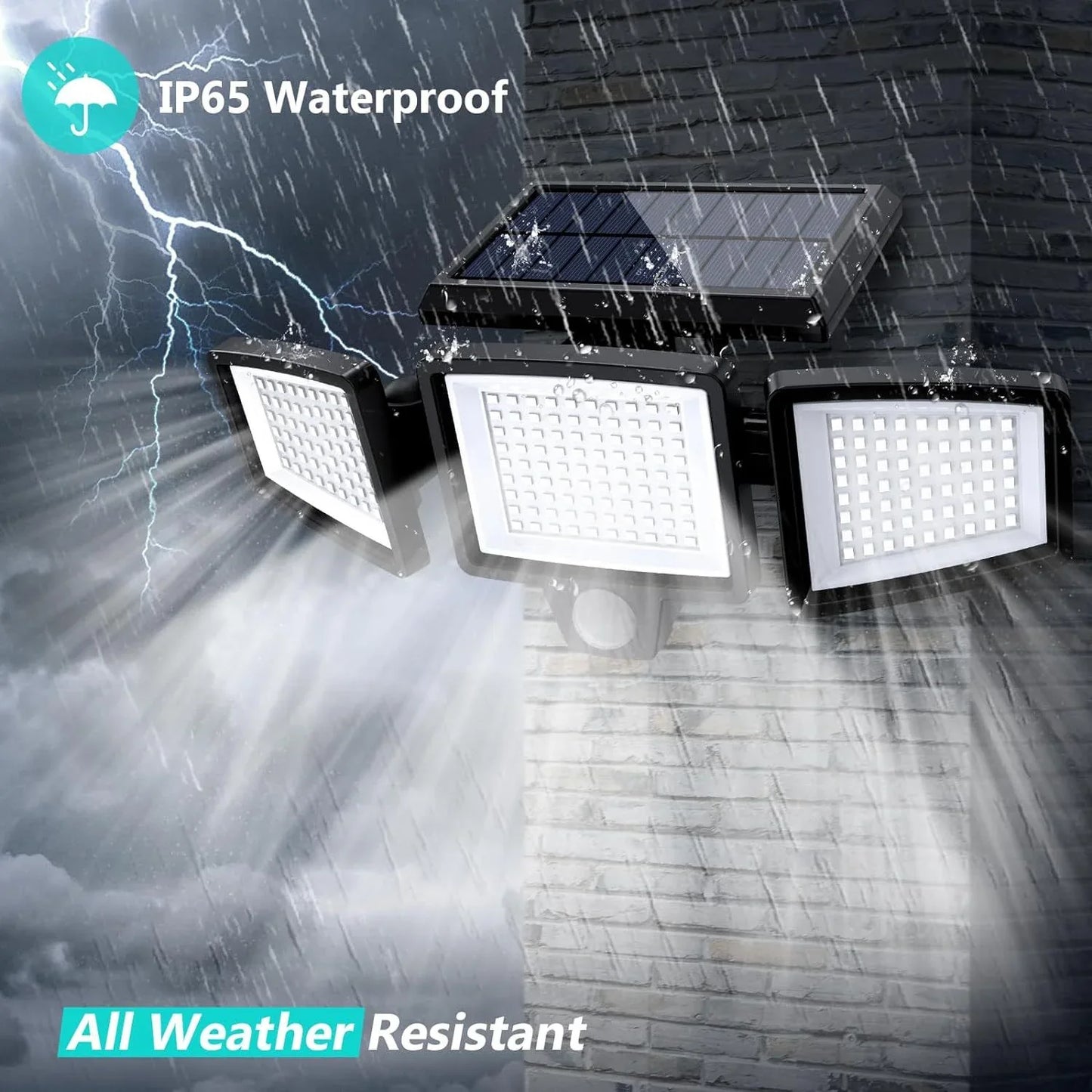 Solar Garden Lights Outdoor Motion Sensor 210 LED - 2-in-1 Ground Spike & Wall Mount Flood Light with Remote IP65 Waterproof for Pathway & Yard - Mekamart Australia