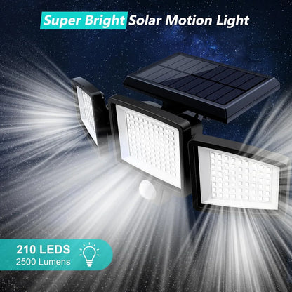 Solar Garden Lights Outdoor Motion Sensor 210 LED - 2-in-1 Ground Spike & Wall Mount Flood Light with Remote IP65 Waterproof for Pathway & Yard - Mekamart Australia