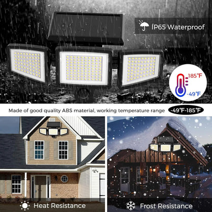 Solar Garden Lights Outdoor Motion Sensor 210 LED - 2-in-1 Ground Spike & Wall Mount Flood Light with Remote IP65 Waterproof for Pathway & Yard - Mekamart Australia