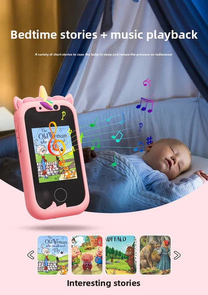 Kids Smart Phone Toy with Dual Camera and IPS Touch Screen Blue Dinosaur Silicone Case Educational Games MP3 Music Player 512MB Card Included Ideal Gift for Boys - Mekamart Australia
