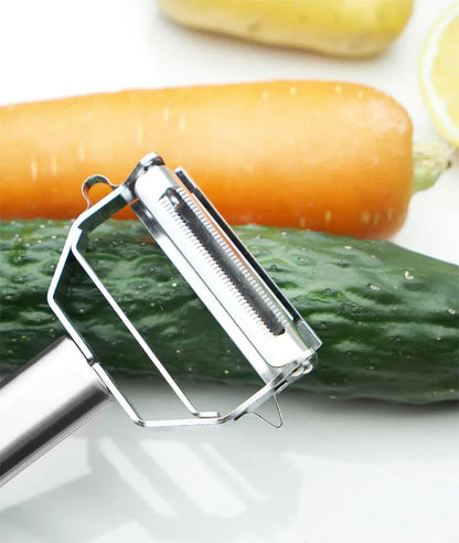 Premium Stainless Steel Dual Peeler & Julienne Cutter - 2-in-1 Vegetable Slicer with Swivel Blade - Heavy Duty Multi-Function Kitchen Tool for Potatoes, Carrots & Fruit - Mekamart Australia