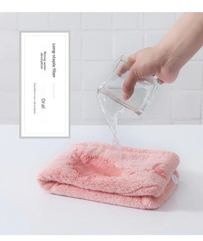 Soft Microfibre Hair Drying Towel Wrap - Super Absorbent Coral Fleece Turban with Secure Button - Quick Dry Bath Head Cap for Wet Hair & Spa - Crimson - Mekamart Australia