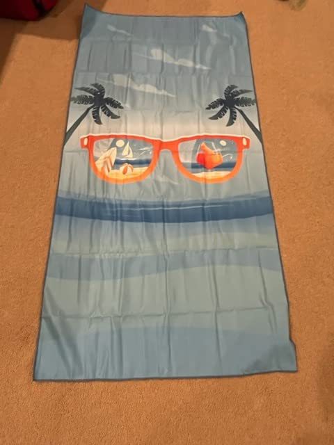 Sand Free Microfibre Beach Towel - Pink Flamingo "Summer" Print Quick Dry Travel Towel 70x150cm(240GSM) - Lightweight Absorbent Bath Sheet for Pool & Holiday