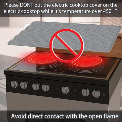 Silicone Stove Top Cover 92x52cm Heat Resistant Electric Cooktop Protector Mat for Kitchen Benchtop and Laundry Black