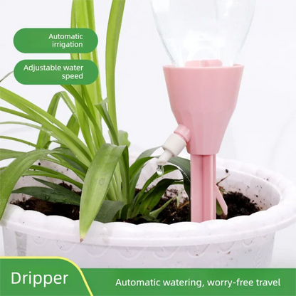 2 PCS Automatic Self-Watering Plant Spikes Adjustable Drip Irrigation System for Indoor Outdoor Garden Pots Holiday Care Green and Pink - Mekamart Australia