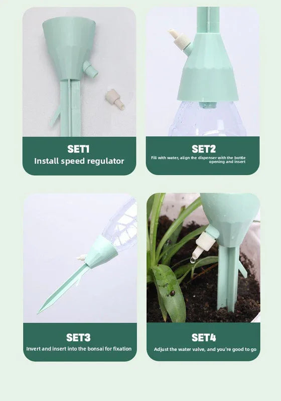 2 PCS Automatic Self-Watering Plant Spikes Adjustable Drip Irrigation System for Indoor Outdoor Garden Pots Holiday Care Green and White - Mekamart Australia