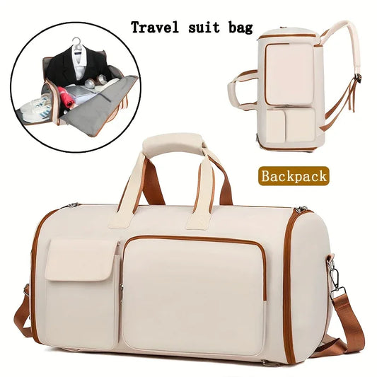 Convertible Travel Garment Bag Large Duffel Suit Carrier with Shoe Compartment & Hidden Backpack Straps Waterproof Light Pink - Mekamart Australia