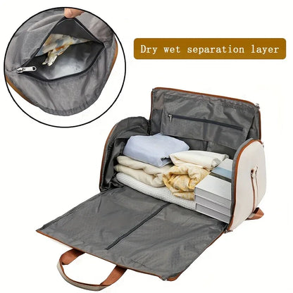 Convertible Travel Garment Bag Large Duffel Suit Carrier with Shoe Compartment & Hidden Backpack Straps Waterproof Light Pink - Mekamart Australia