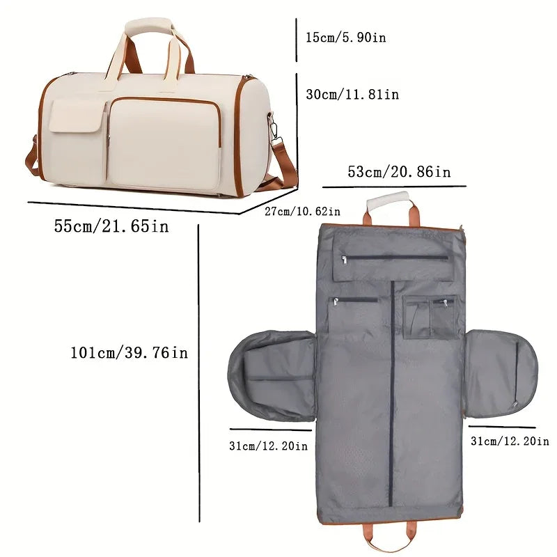 Convertible Travel Garment Bag Large Duffel Suit Carrier with Shoe Compartment & Hidden Backpack Straps Waterproof Light Pink - Mekamart Australia