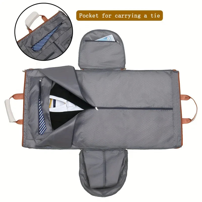 Convertible Travel Garment Bag Large Duffel Suit Carrier with Shoe Compartment & Hidden Backpack Straps Waterproof Light Pink - Mekamart Australia
