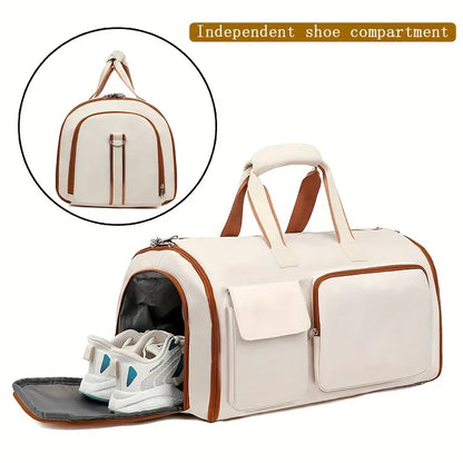 Convertible Travel Garment Bag Large Duffel Suit Carrier with Shoe Compartment & Hidden Backpack Straps Waterproof Light Pink - Mekamart Australia