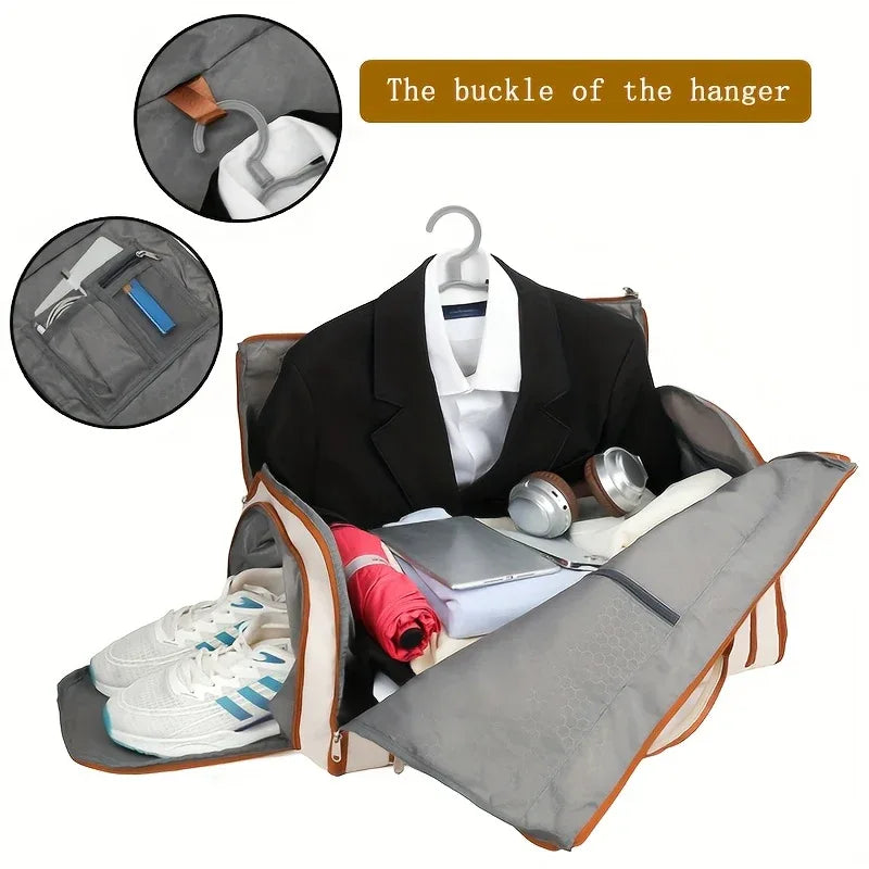 Convertible Travel Garment Bag Large Duffel Suit Carrier with Shoe Compartment & Hidden Backpack Straps Waterproof Blue - Mekamart Australia