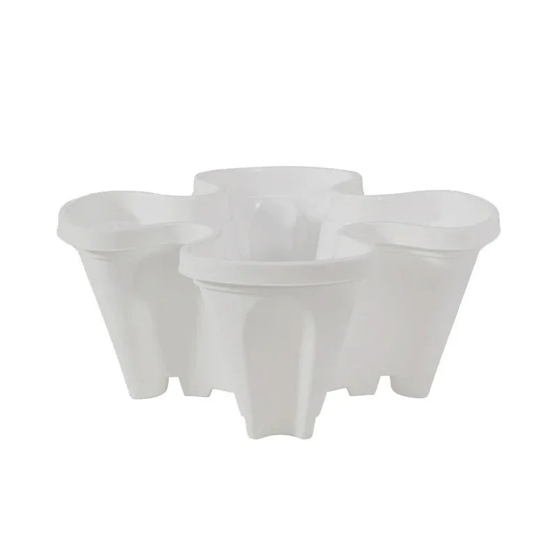 White 3-Tier Stackable Strawberry & Vegetable Planter with Mobile Wheel Tray - Space-Saving Vertical Gardening System - Mekamart Australia