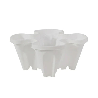 White 3-Tier Stackable Strawberry & Vegetable Planter with Mobile Wheel Tray - Space-Saving Vertical Gardening System - Mekamart Australia