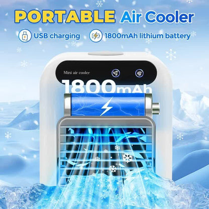 Portable 500ml Large-Capacity Air Cooler Fan - 9-Blade Strong Wind & Wide-Angle Oscillation, Easy Top-Fill Desktop Evaporative Humidifier - Mekamart Australia