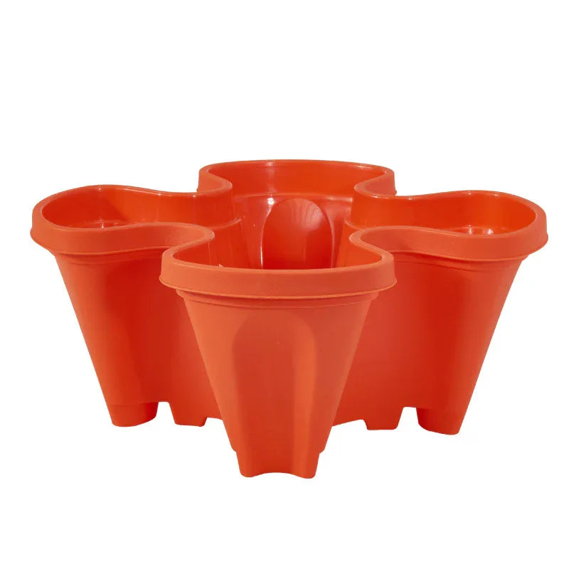 Red 3-Tier Stackable Strawberry & Vegetable Planter with Mobile Wheel Tray - Space-Saving Vertical Gardening System - Mekamart Australia