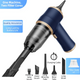 4-in1 Blue Wireless Compact Handheld Car Vacuum Cleaner & Air Duster with 5 Nozzles/Brushes- 15000 Pa Ultra-Powerful Blower/Suction Tool for Auto, Home & Office - Mekamart Australia