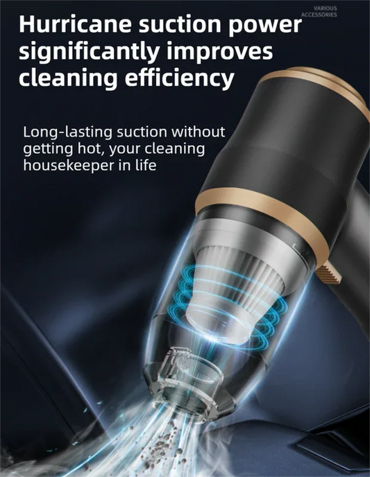 4-in1 Blue Wireless Compact Handheld Car Vacuum Cleaner & Air Duster with 5 Nozzles/Brushes- 15000 Pa Ultra-Powerful Blower/Suction Tool for Auto, Home & Office - Mekamart Australia