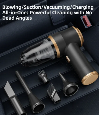 4-in1 Green Wireless Compact Handheld Car Vacuum Cleaner & Air Duster with 5 Nozzles/Brushes- 15000 Pa Ultra-Powerful Blower/Suction Tool for Auto, Home & Office - Mekamart Australia