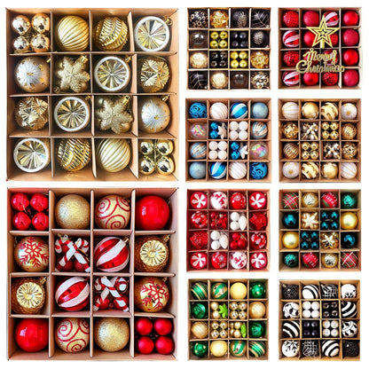 MJXK46-20Y Christmas Decorative Balls Set(24x24x6CM) - Shatterproof Plastic Ornaments with Electroplated & Hand-Painted Finish - Mekamart Australia