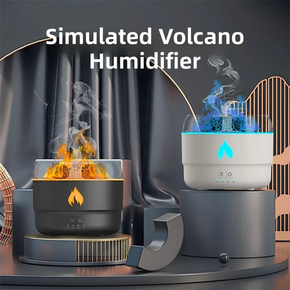 167 White Simulation Volcano Diffuser & Humidifier - Smart Timer Ultrasonic Mister with Volcano Lava Crack Shell and Colorful Light - Mekamart Australia