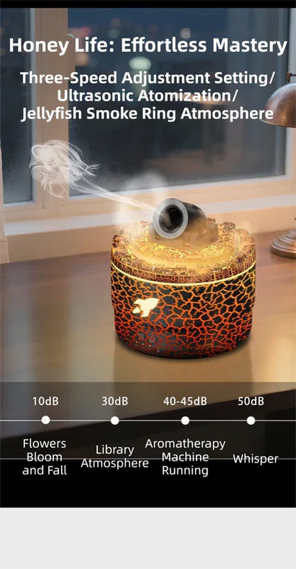 167 White Simulation Volcano Diffuser & Humidifier - Smart Timer Ultrasonic Mister with Volcano Lava Crack Shell and Colorful Light - Mekamart Australia