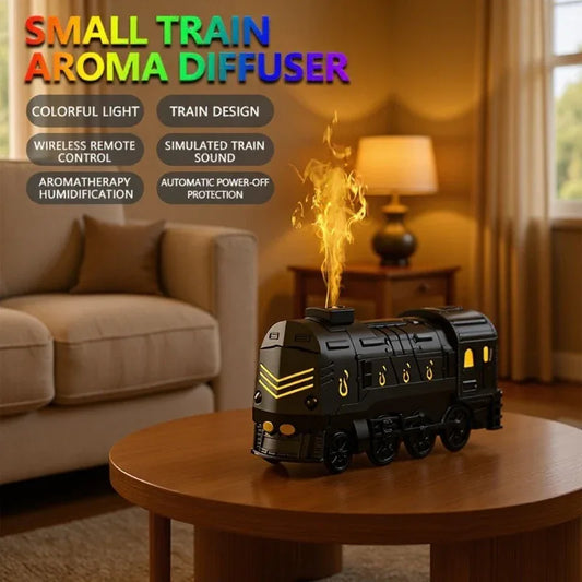 War-Armor Ultrasonic Train Humidifier & Aroma Diffuser - Large & Fine Mist Output, Water Shortage and Power-Off Protection with 7-Color LED & Mechanical Button and Remote Dual Control - Mekamart Australia