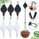 3PCS Black + 3PCS White Retractable Hanging Basket Pulley System & 6PCS Heavy Duty Stainless Steel S-Hooks Combo - Garden Plant Hanger(Max Load 5KG) - Mekamart Australia