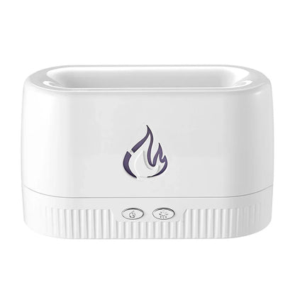 White 3D Simulation Flame Aroma Diffuser & Humidifier - Ultrasonic Desktop Mister with 7-Color LED Light and Automatic Scent Spray (200ML) - Mekamart Australia