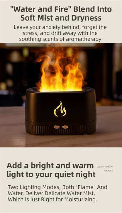 White 3D Simulation Flame Aroma Diffuser & Humidifier - Ultrasonic Desktop Mister with 7-Color LED Light and Automatic Scent Spray (200ML) - Mekamart Australia